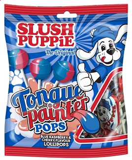 Slush Puppie - Zungenmaler-Eis am Stiel Blaue Himbeere &amp; Kirsche 80 Gramm