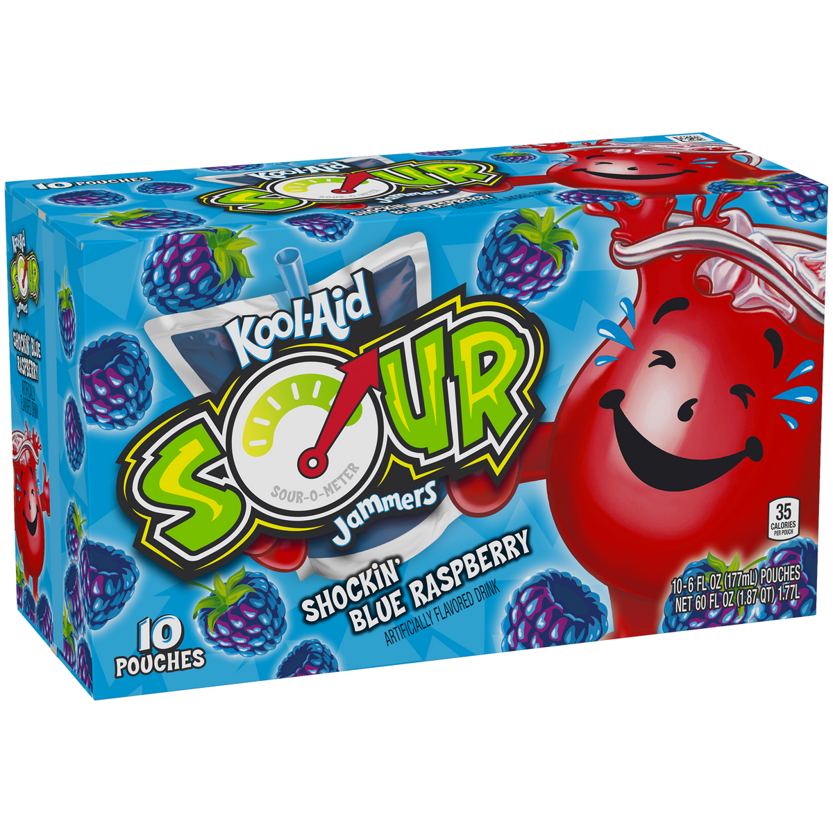 Kool-Aid – Sour Jammers Shockin' Blaue Himbeere, 10er-Packung