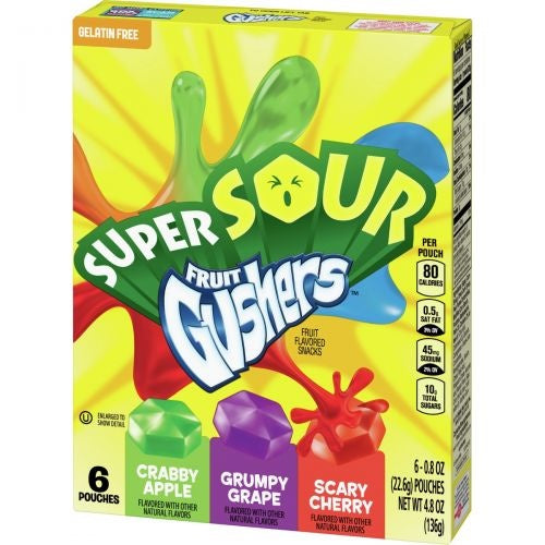Betty Crocker - Super Sour Fruit Gushers 136 Gramm