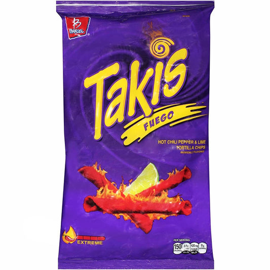 Takis - Fuego Hot Chili Pepper & Lime Tortilla Chips 113 Gram