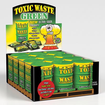 Toxic Waste Green Sour Candy Drum 42 gram 12 Stuks (Halal)