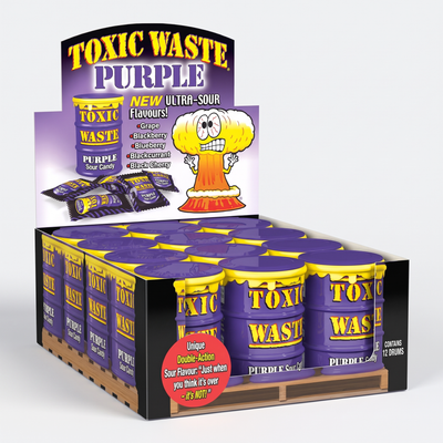 Toxic Waste Purple Sour Candy Drum 42 Gram 12 Stuks (Halal)