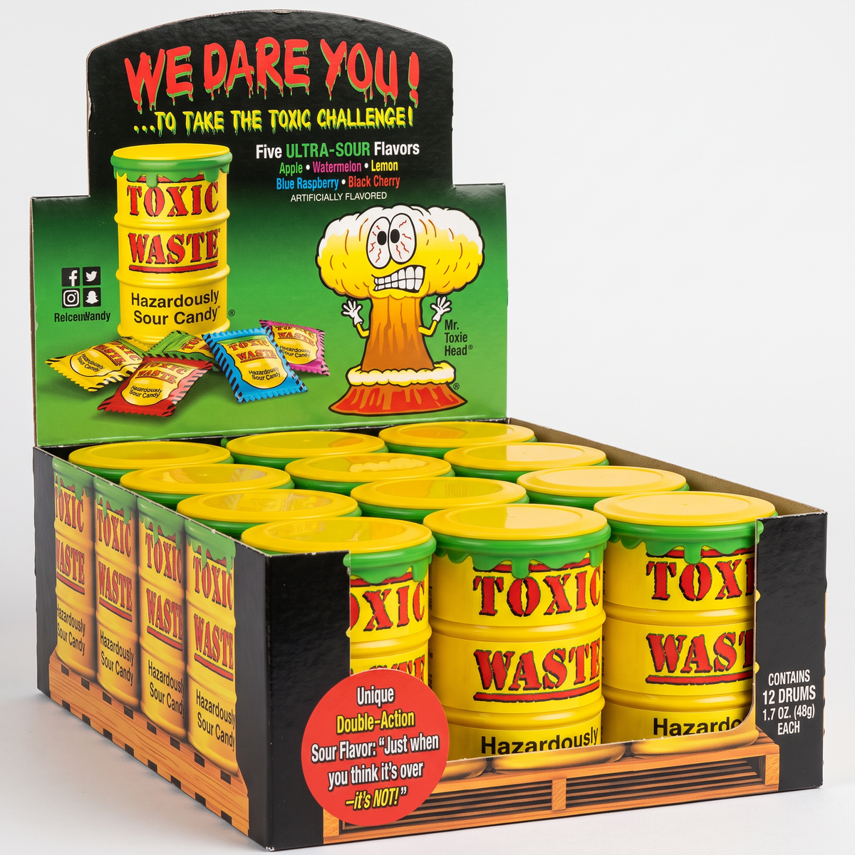 Toxic Waste Sour Candy Drum 42 Gram 12 Stuks (Halal)