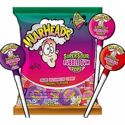 Warheads - Super Sour Bubble Gum Pops Assorted Flavours 105 Gram